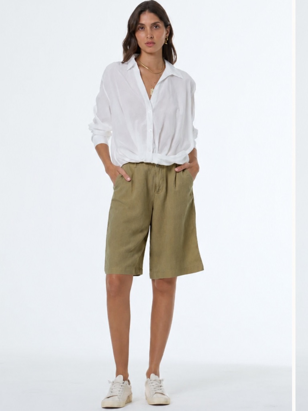 YFB Young Fabulous & Broke Linen Terrace Long Bermuda Shorts Size S